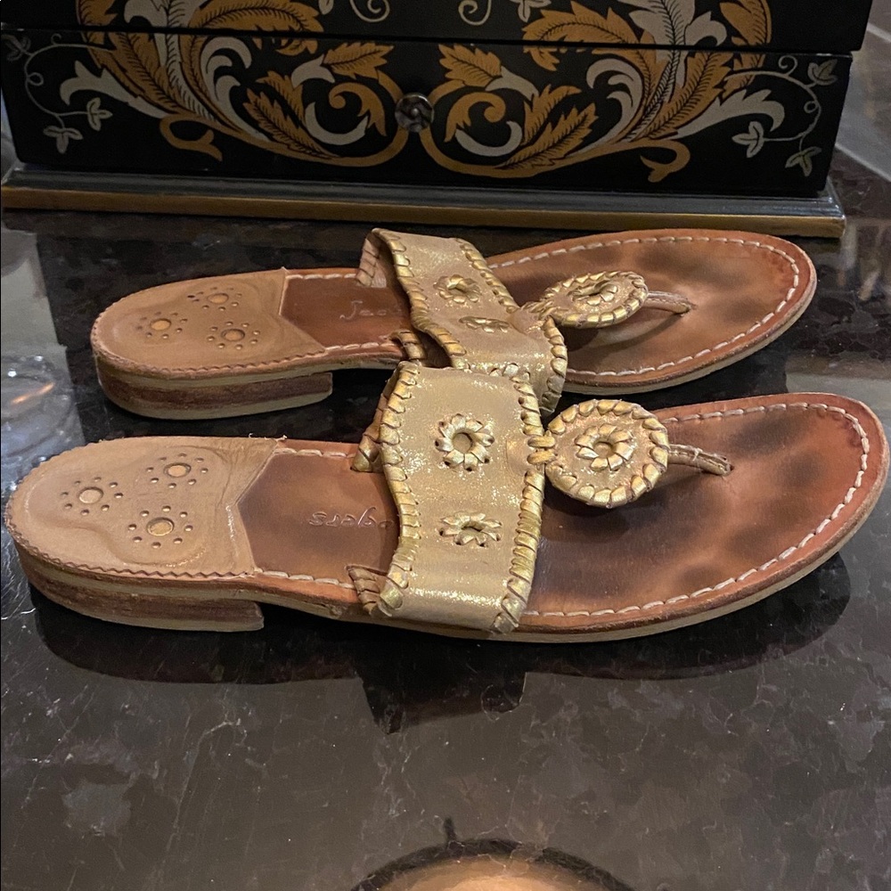 Jack Rogers Metallic Gold and Tan Sandals